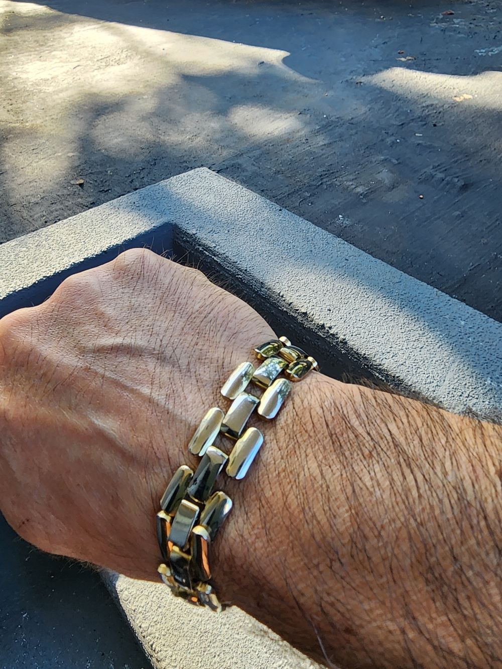 Handmade Gold and Silver Men's Link Bracelet - Sleek Two-Tone Chain